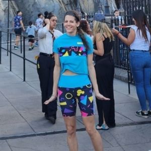 Retro Vintage Walt Disney World crop top and bike shorts Mickey Mouse Size XS